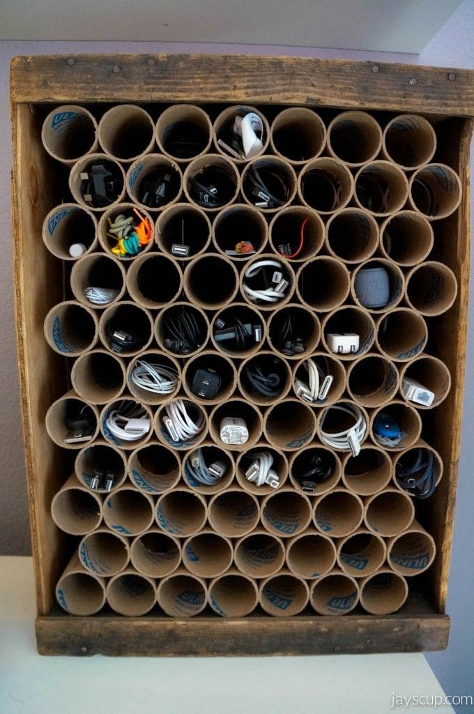 Cardboard Tube Wire Organizer
