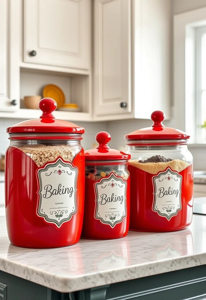 Charming Red Kitchen Canisters