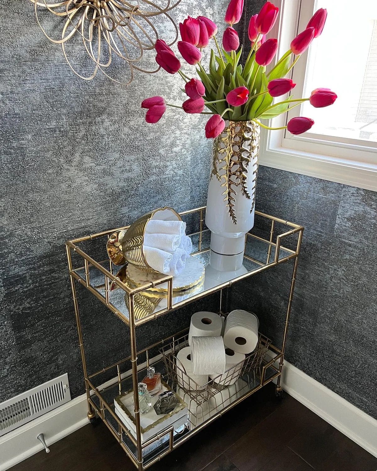 Chic Tulip Bathroom Cart Display