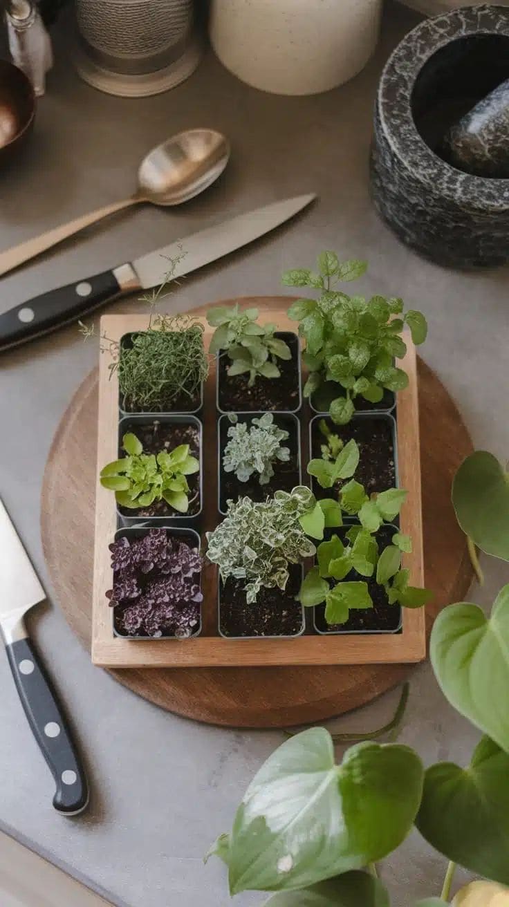 Compact Kitchen Herb Tray