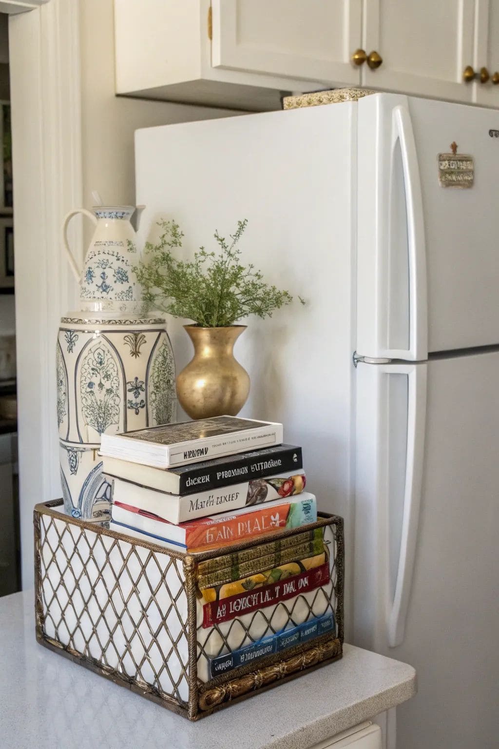 Cookbooks in a Vintage Basket