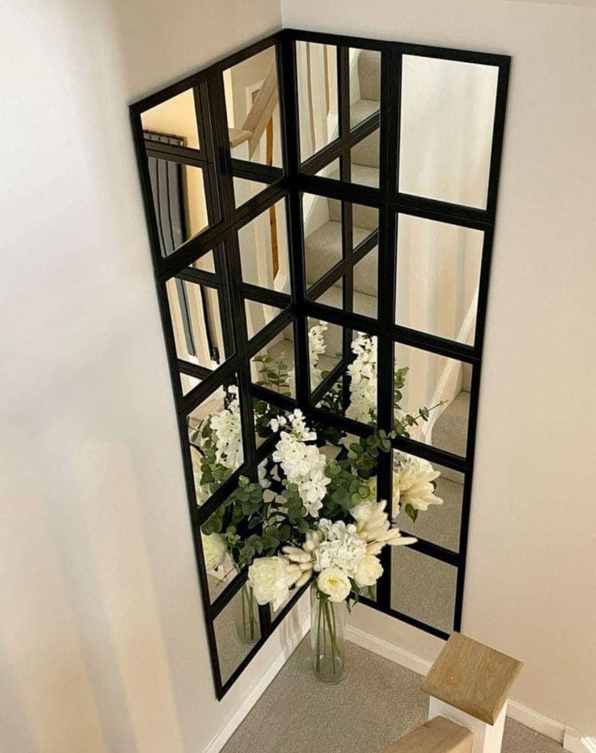 Corner Grid Mirror Elegance