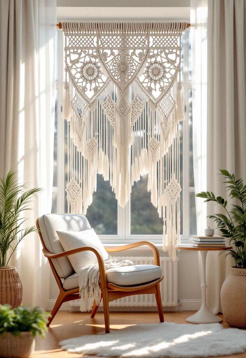Elegant Macrame Window Panel