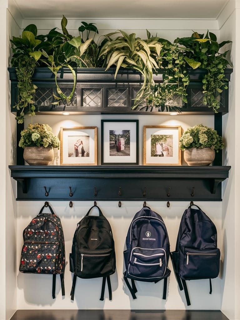 Entryway Backpack and Plant Station