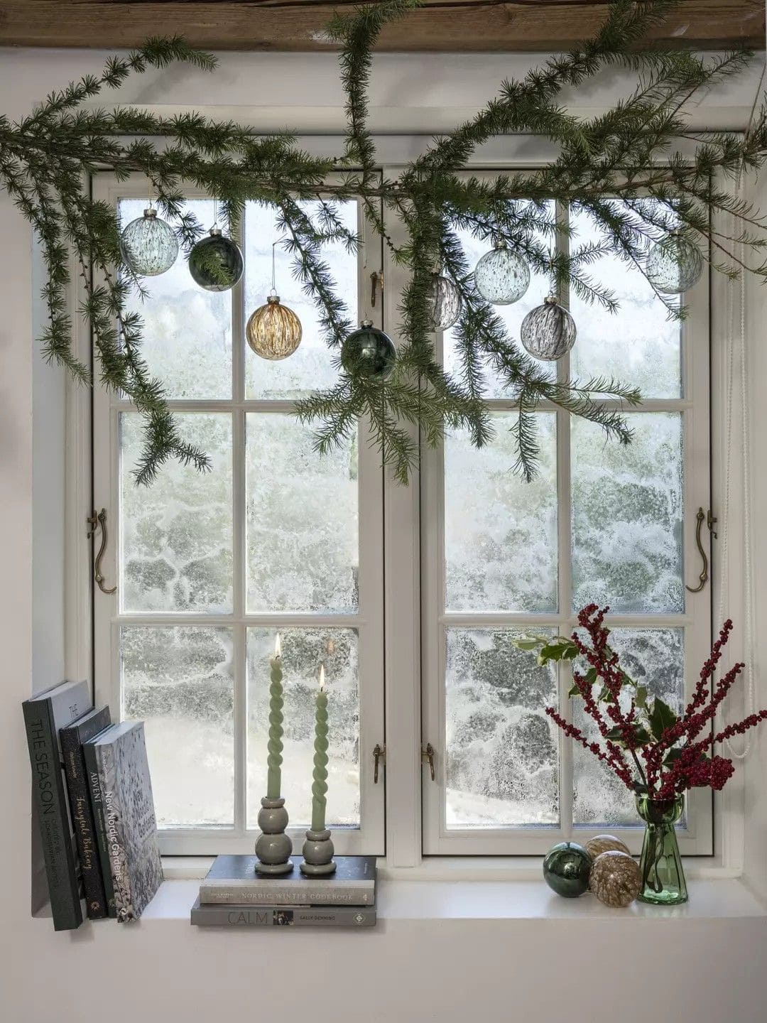 Evergreen Elegance Window Scene