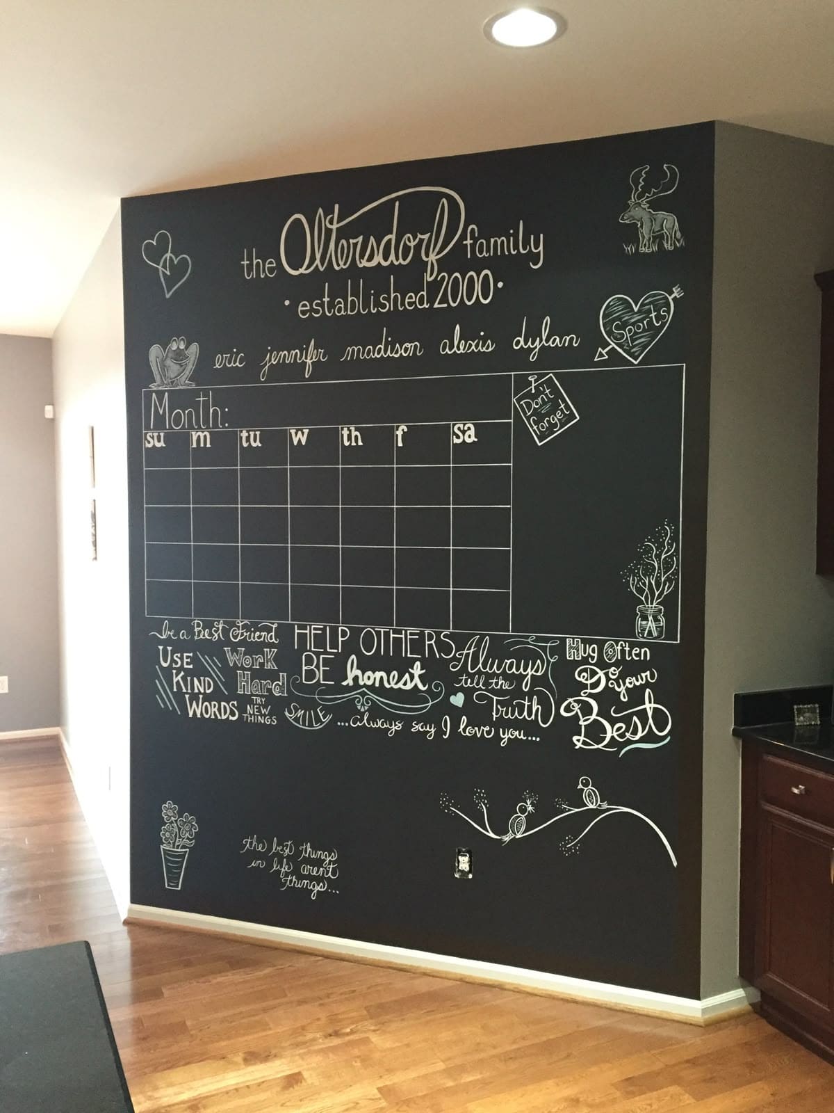 Family Chalkboard Wall Calendar