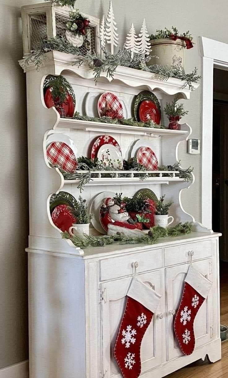 Festive China Hutch Display