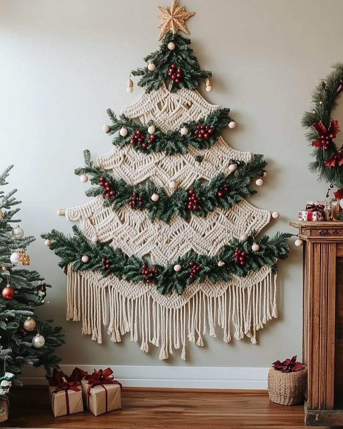 Festive Macramé Christmas Wall Tree