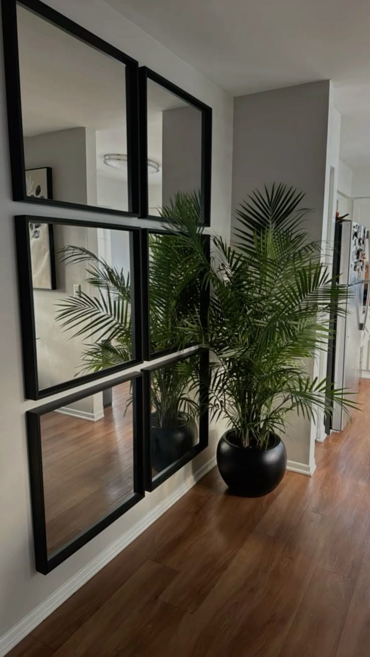 Framed Mirror Panels with Tropical Touch