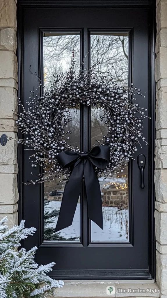 Frosted Black Winter Wreath