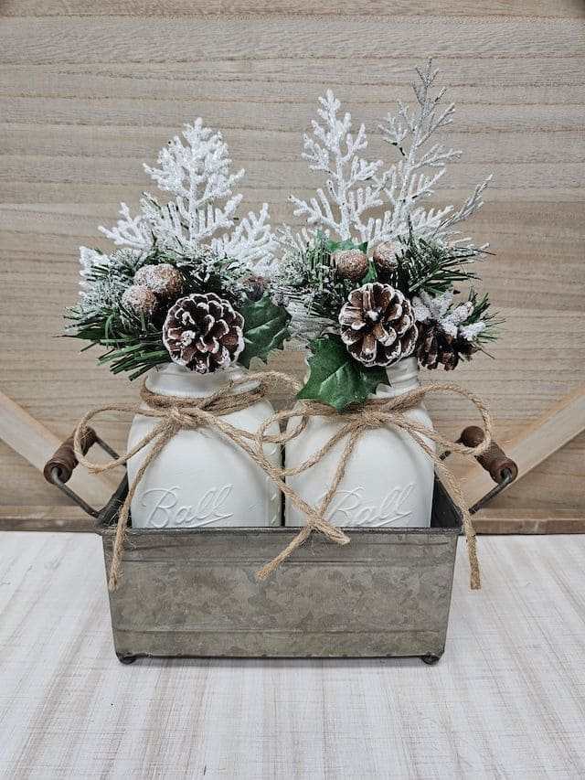 Frosted Mason Jar Winter Duo