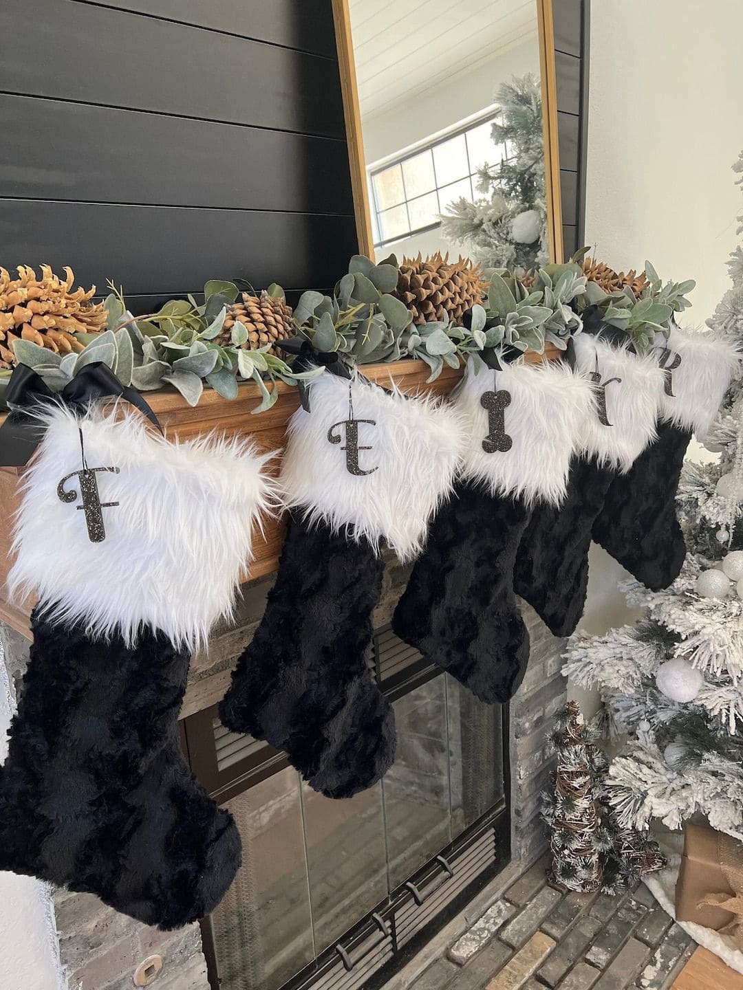 Furry Black and White Stockings
