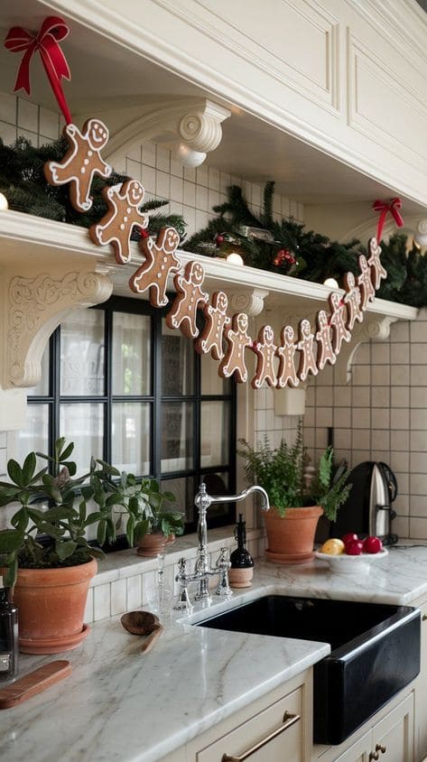Gingerbread Garland Over the Sink