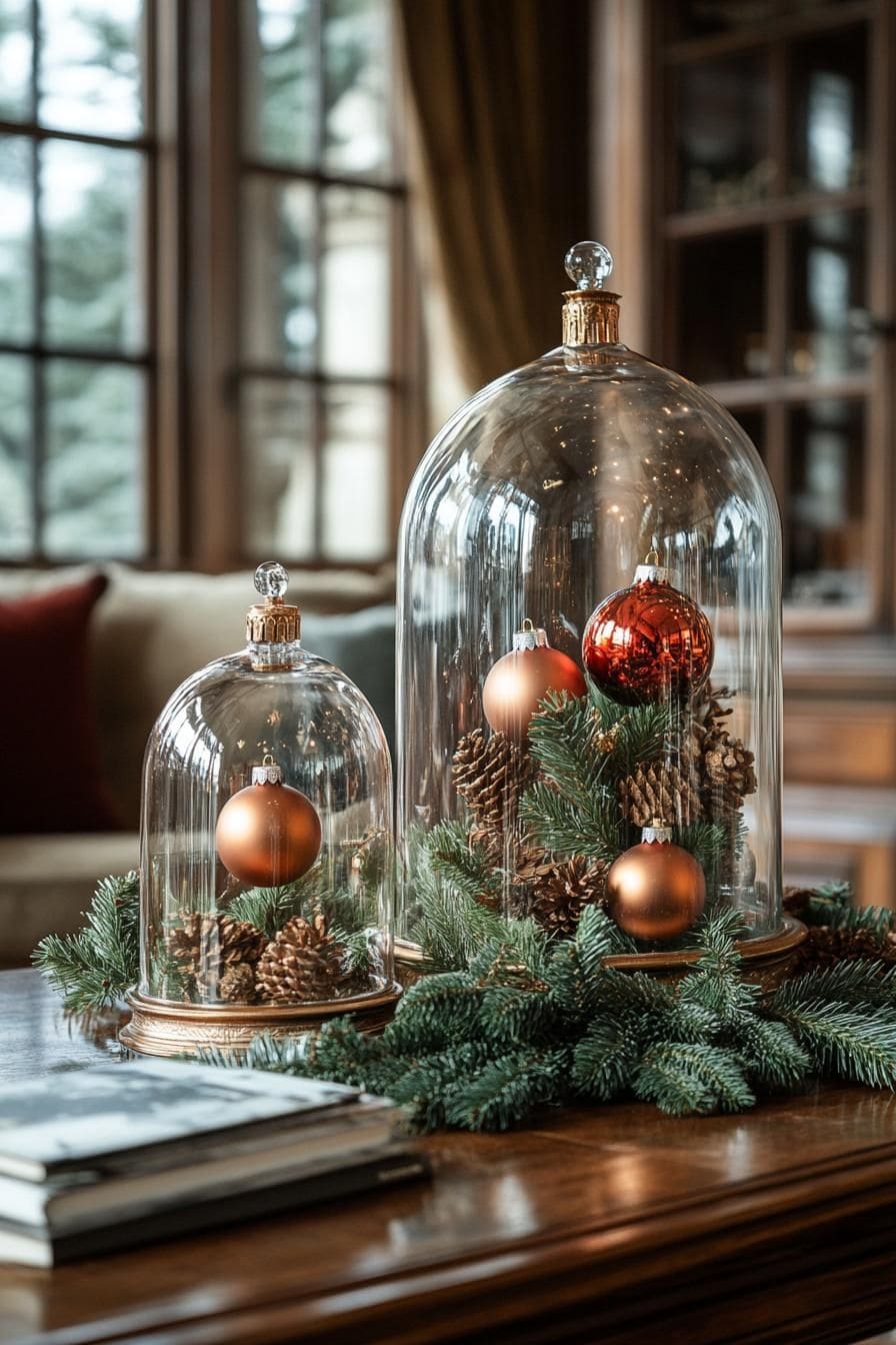 Glass Cloche Winter Elegance