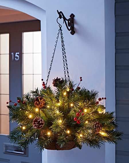 Glowing Hanging Christmas Planter Basket