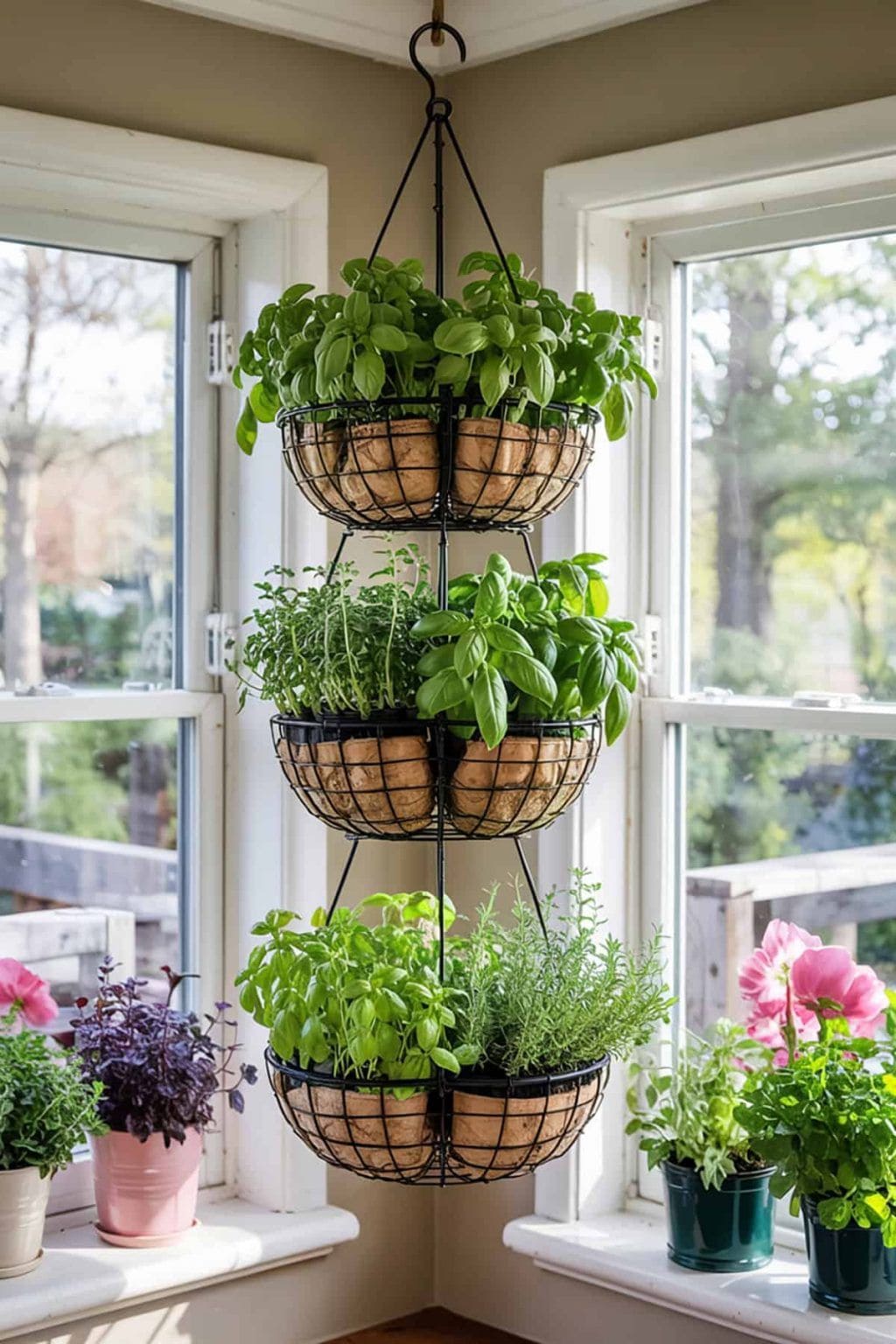 Hanging Basket Herb Tower