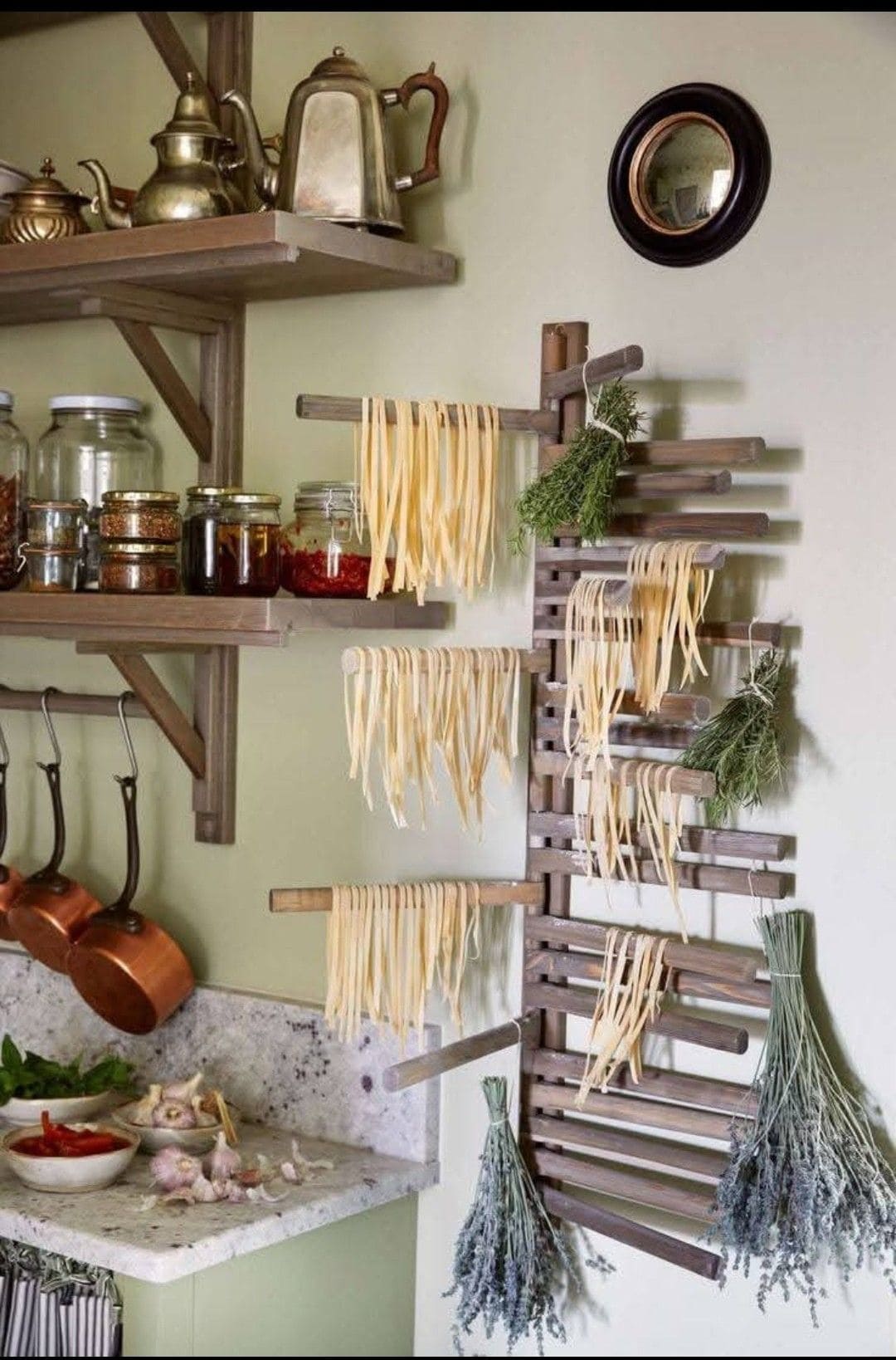 Homemade Pasta and Herb Drying Wall