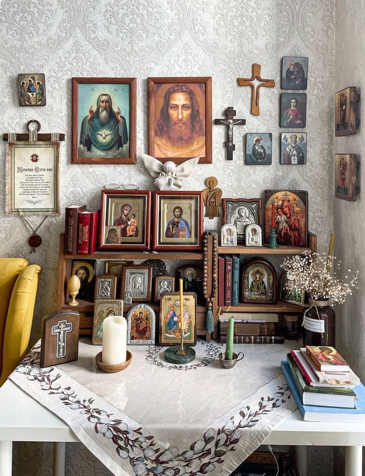 Icon-Filled Sacred Prayer Desk