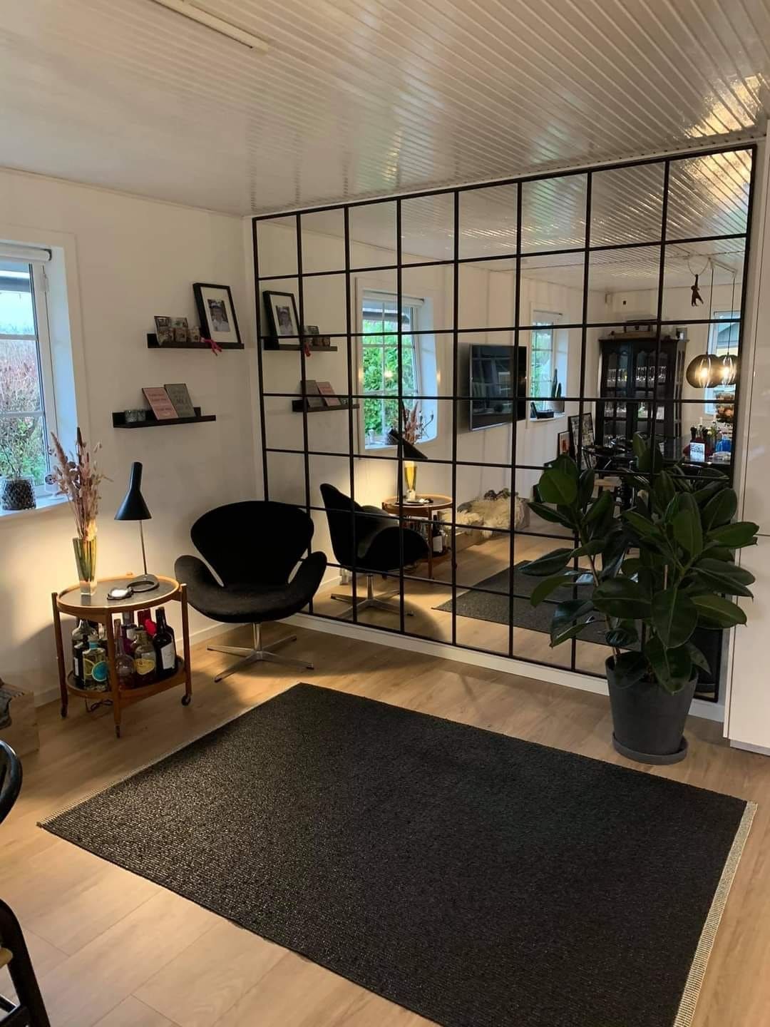 Industrial Grid Wall Mirror Design