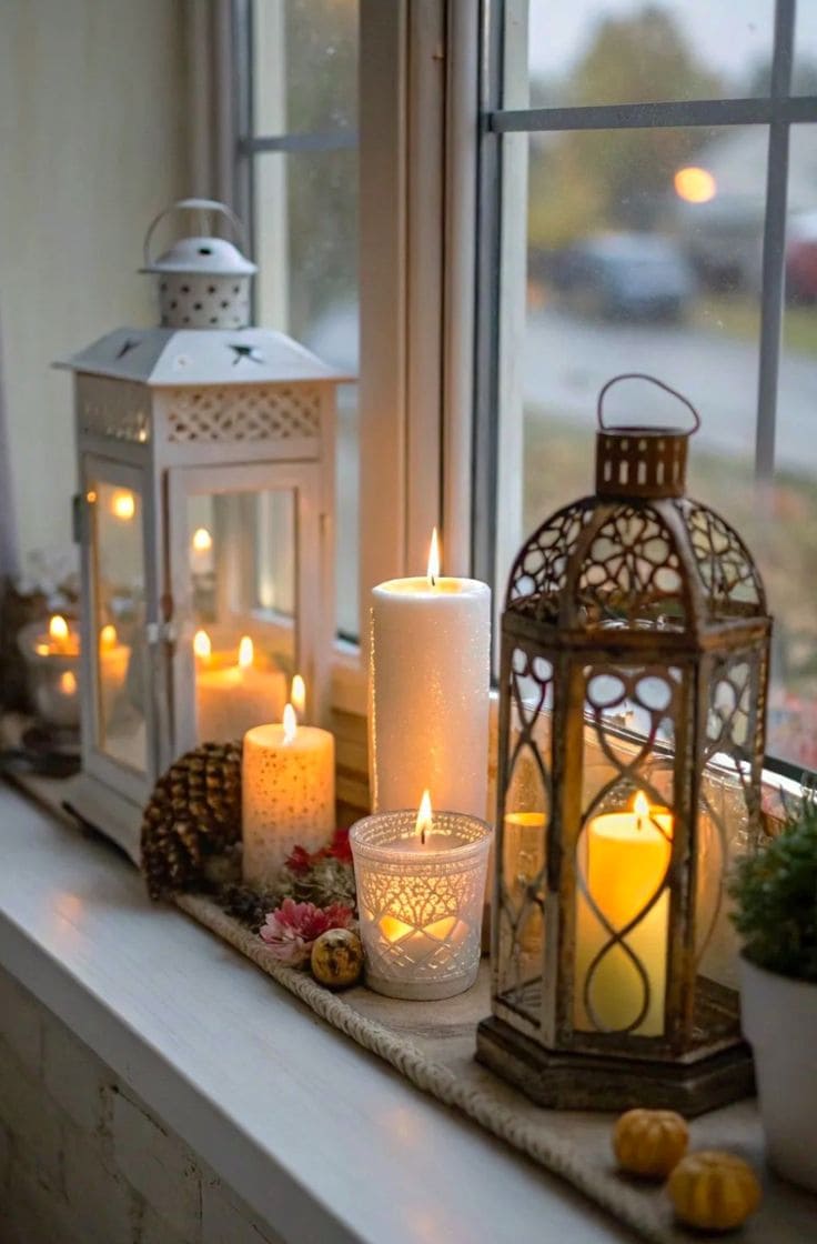 Lantern Glow Winter Window