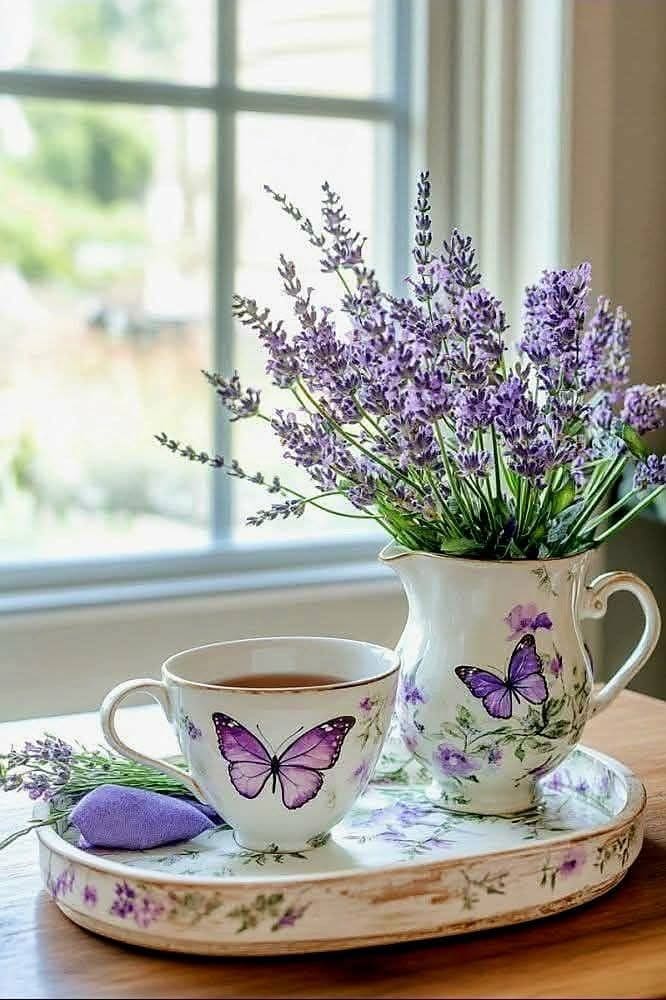 Lavender and Butterfly Tea Display