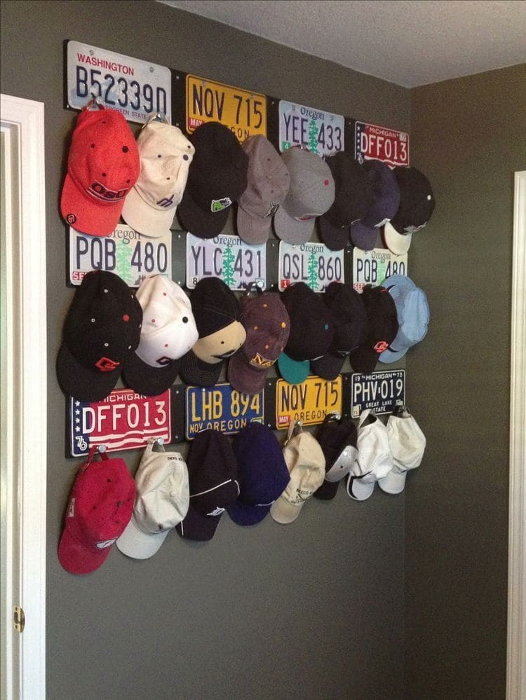 License Plate Hat Wall Display