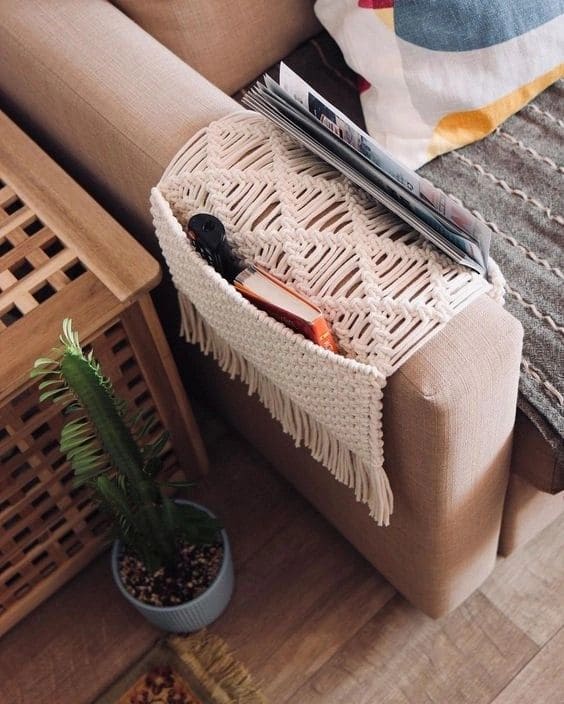 Macramé Sofa Arm Organizer