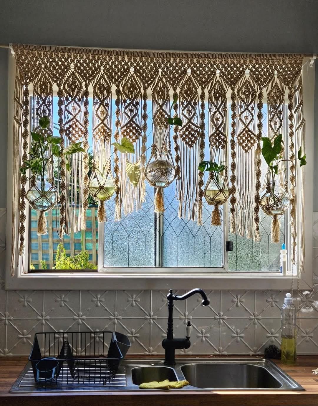 Macrame Window Plant Curtain
