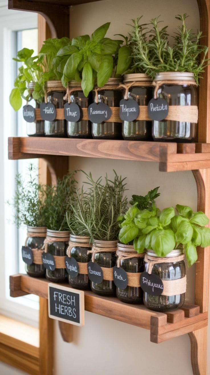 Mason Jar Herb Shelf Garden