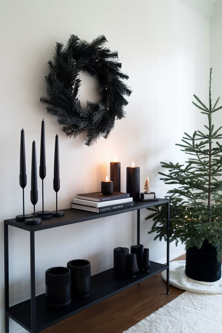 Minimalist Black Christmas Vignette
