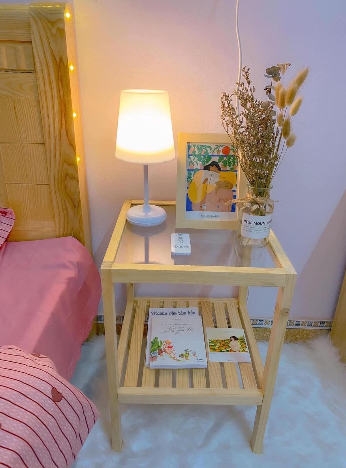 Minimalist Wood and Glass Nightstand