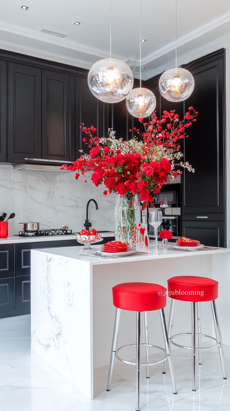 Modern Kitchen with Red Accents