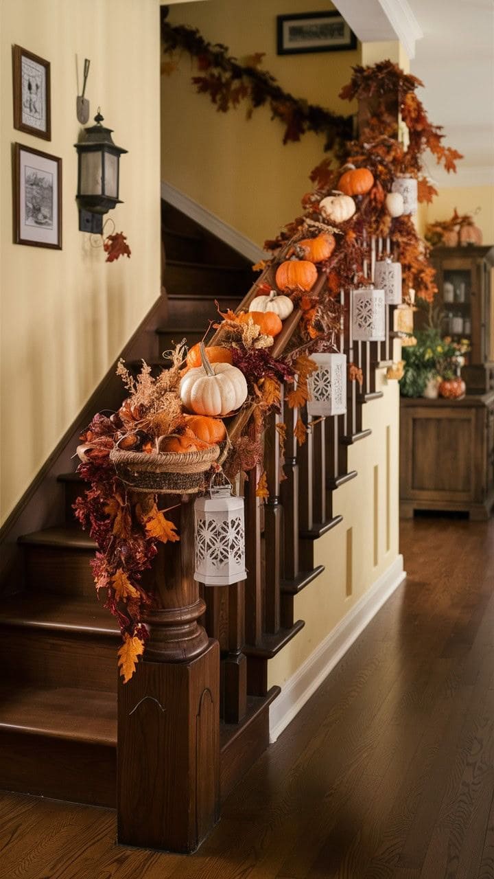 Pumpkin Garland Staircase Decor