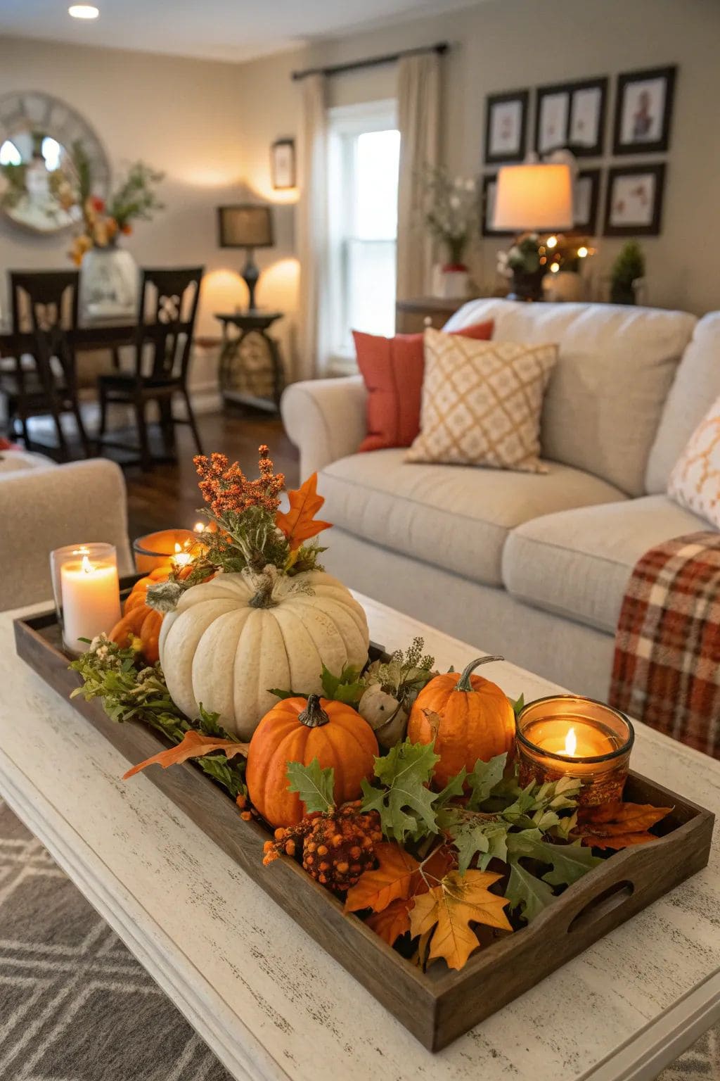 Pumpkin and Candle Coffee Table Tray