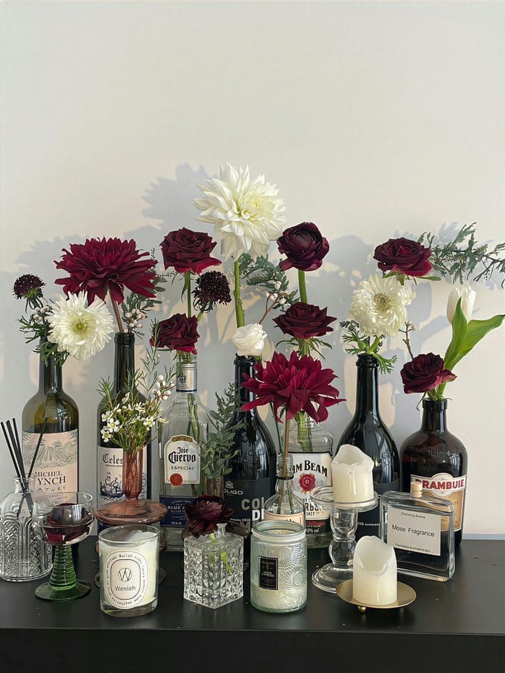 Repurposed Bottle Flower Display