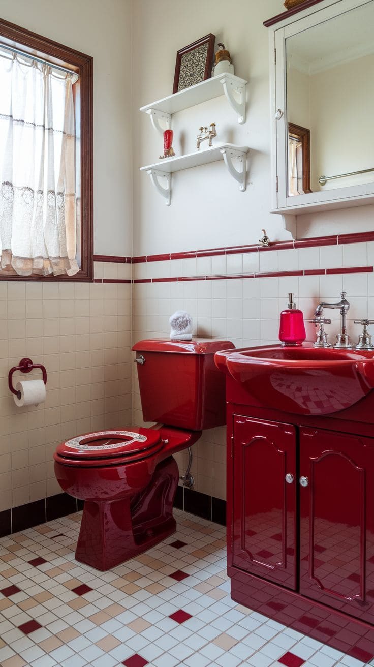 Retro Red Bathroom Elegance