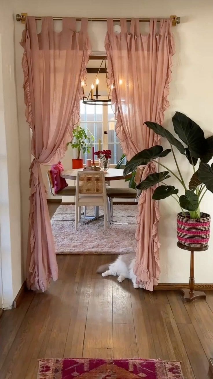 Romantic Blush Ruffle Curtains