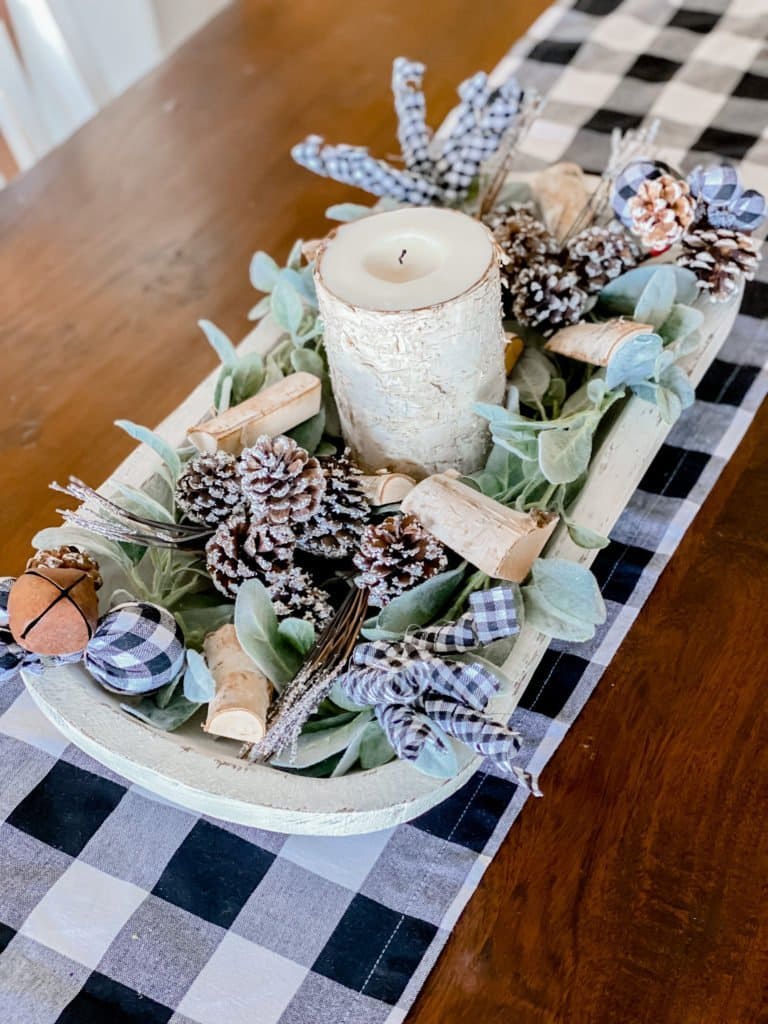 Rustic Candle and Pinecone Tray