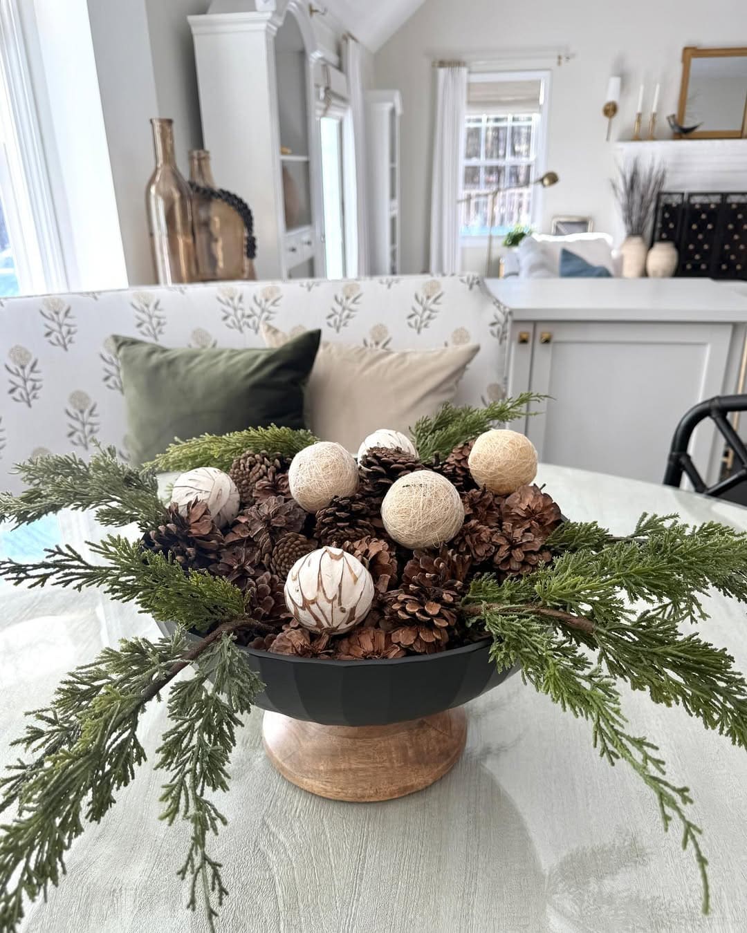Rustic Pinecone and Ornament Bowl