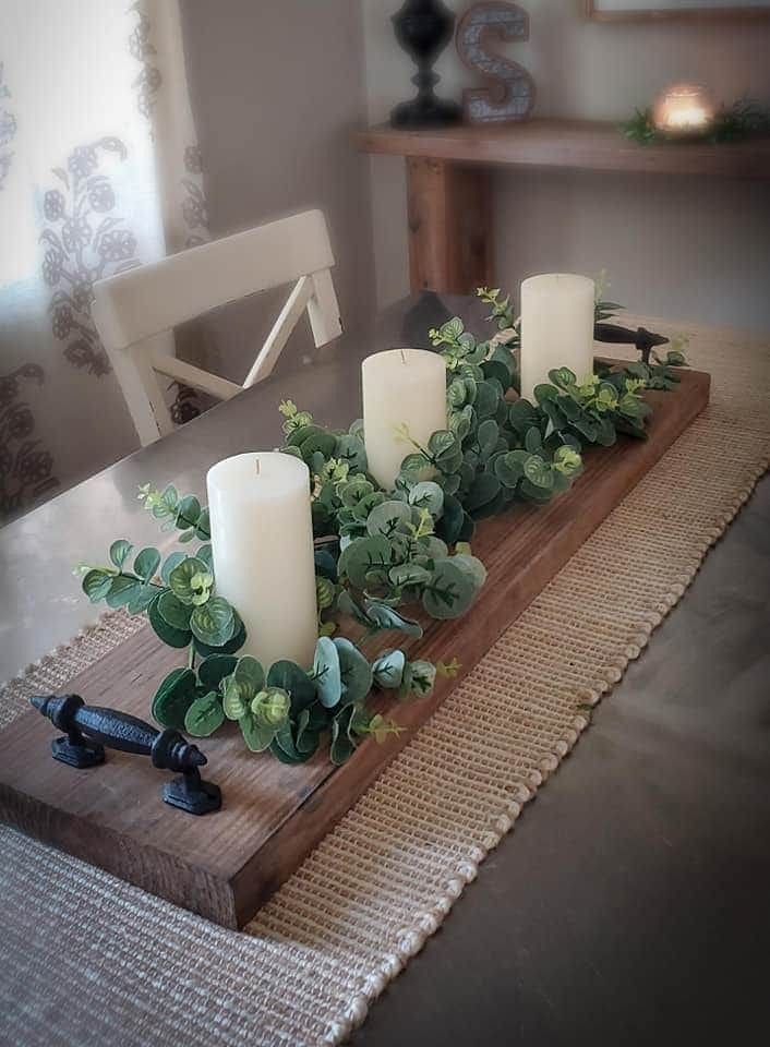 Rustic Tray Candle Arrangement