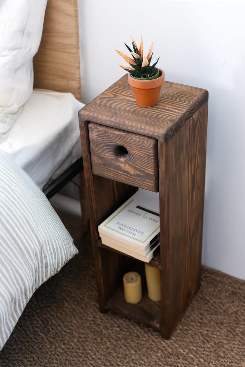 Rustic Wooden Compact Nightstand