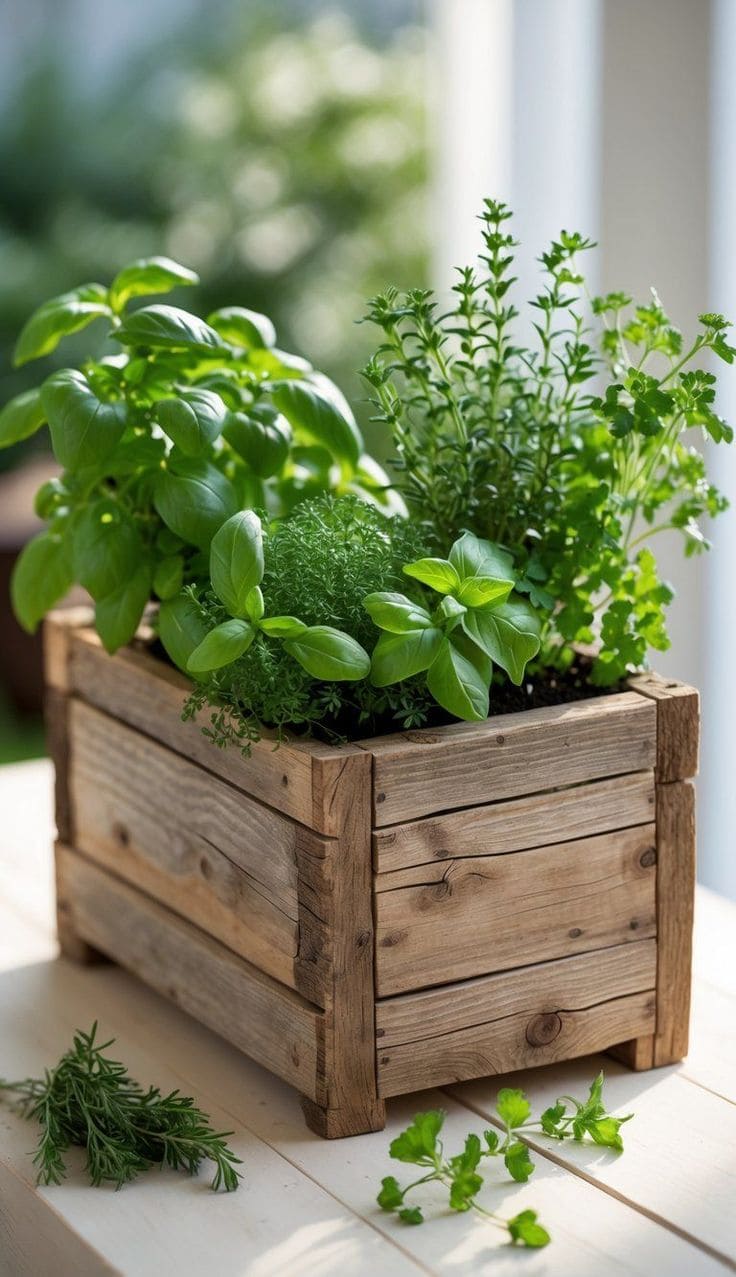 Rustic Wooden Herb Box