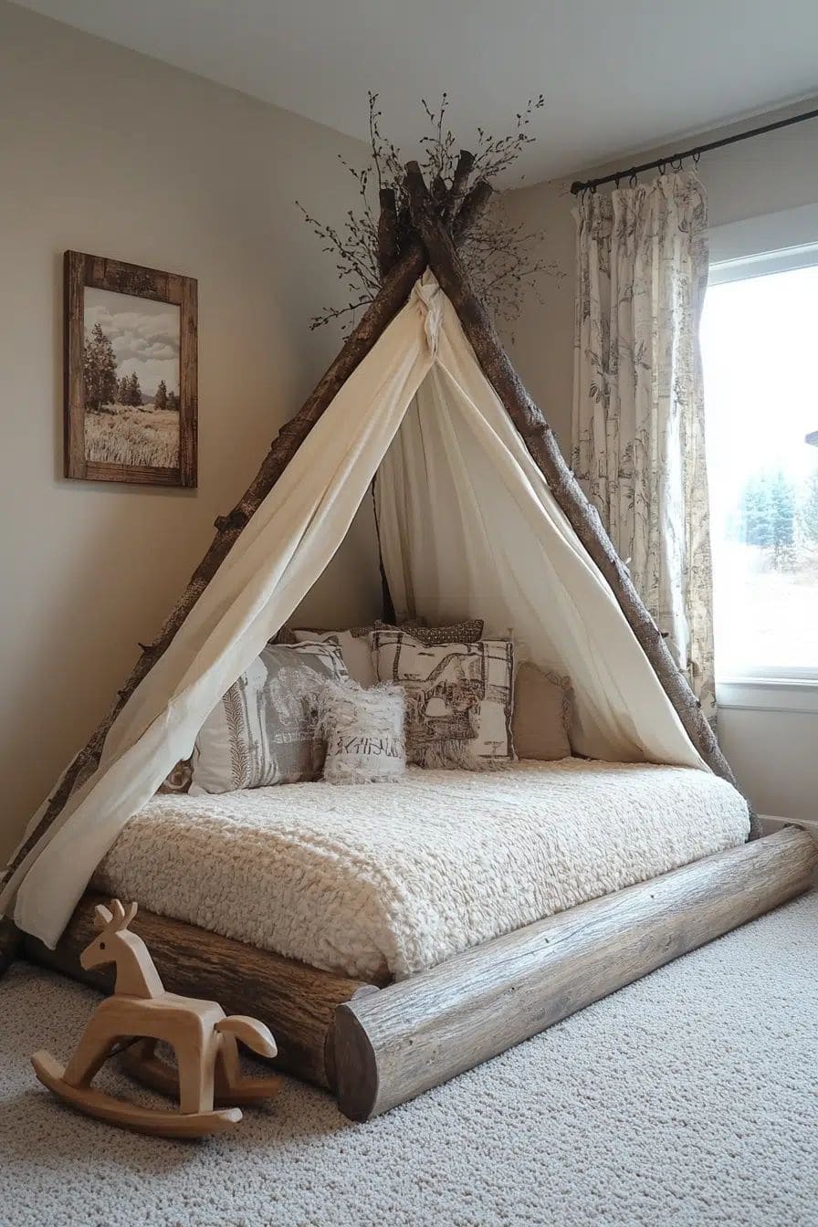 Rustic Woodland Tent Bed