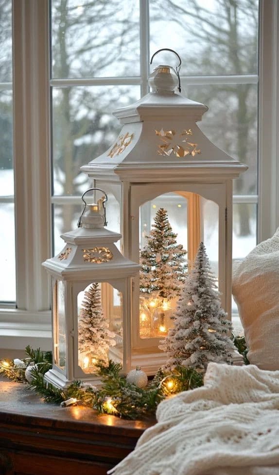 Snowy Lantern Winter Scene