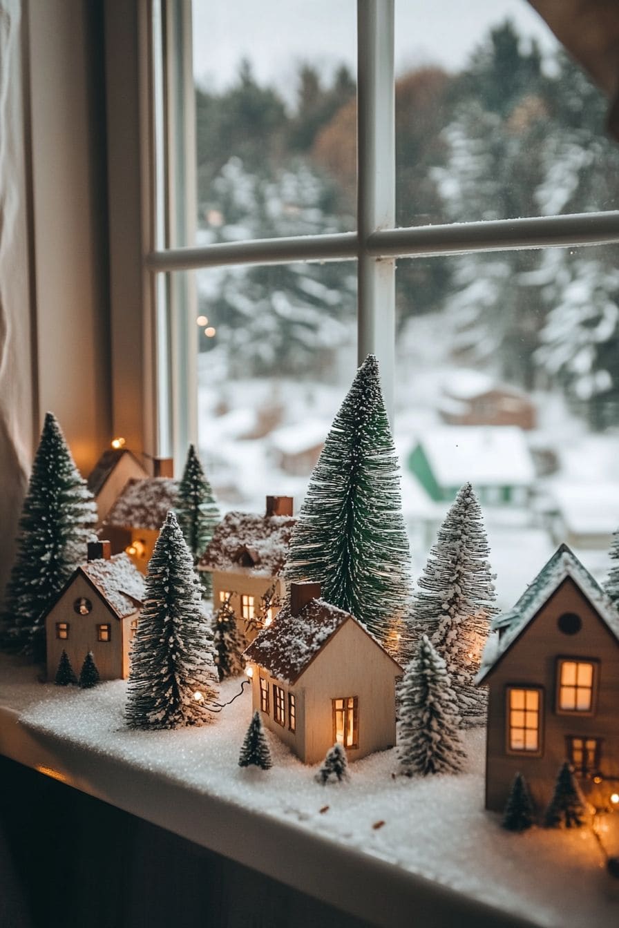 Snowy Miniature Village Scene