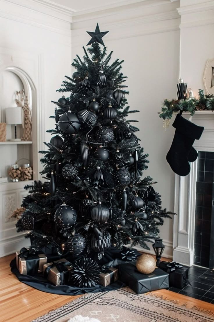 Sophisticated All-Black Christmas Tree