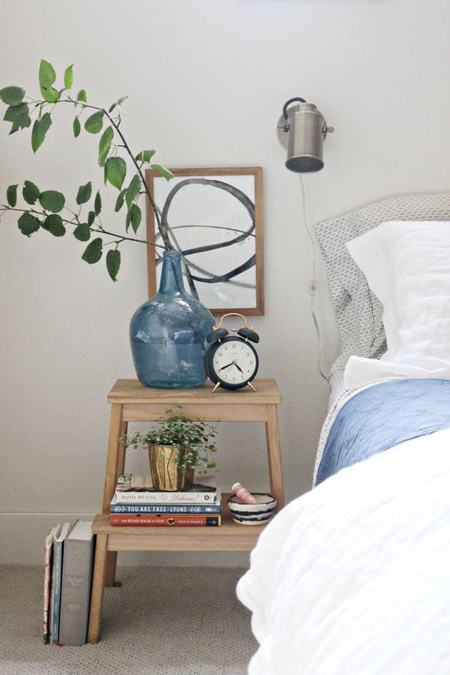 Step Stool Nightstand with Artistic Touch