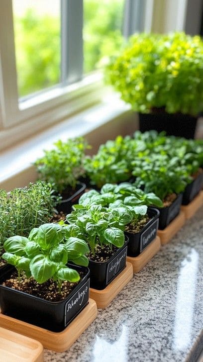 Sunlit Windowsill Herb Garden