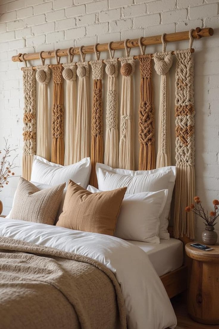 Textured Macramé Bed Headboard