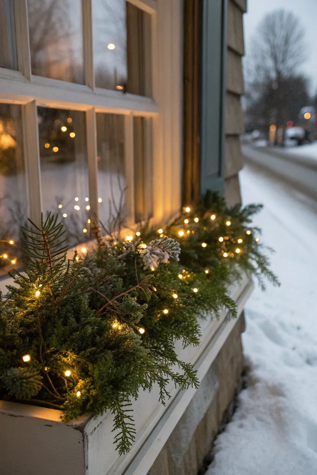 Twinkling Evergreen Window Box